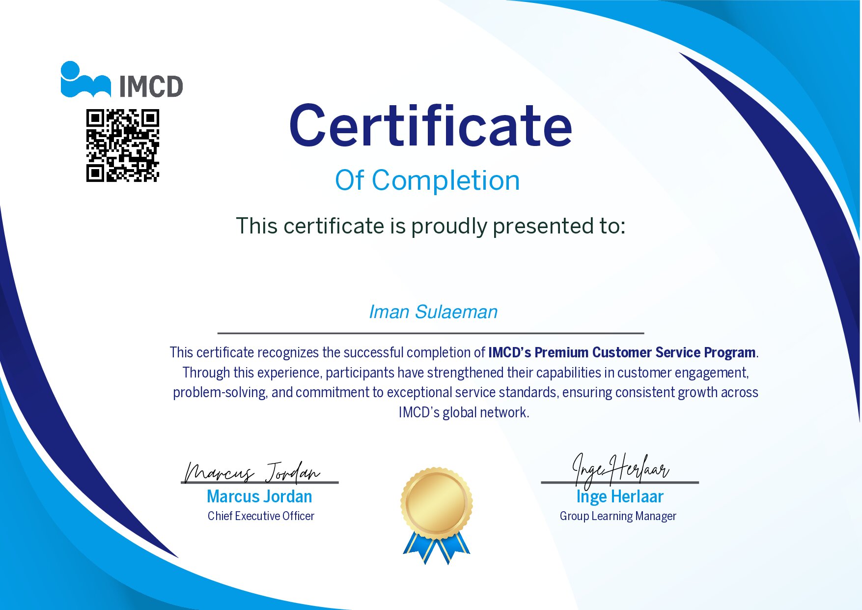 Certificate for Iman Sulaeman
