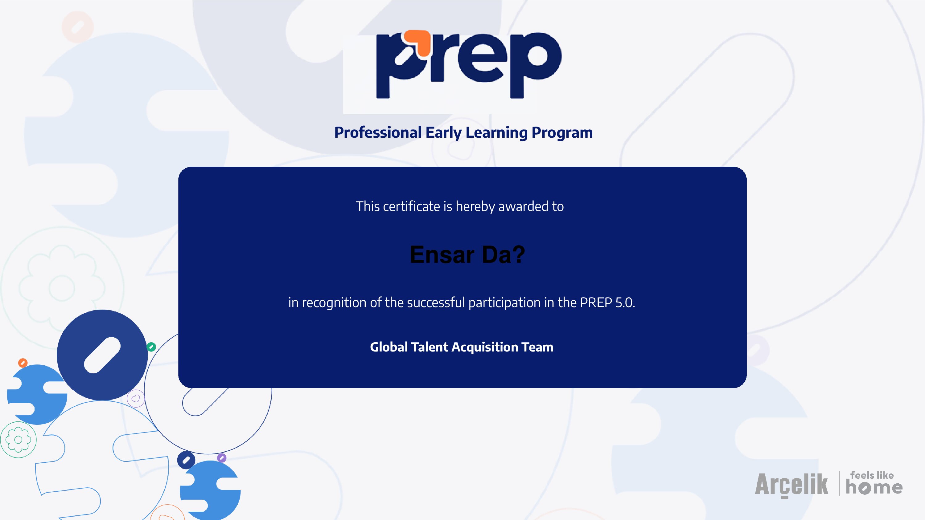 Certificate for Ensar Daş