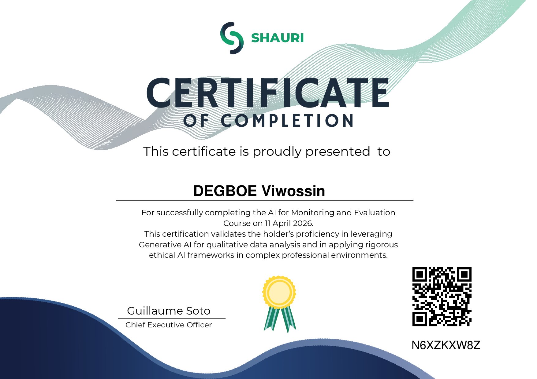 Certificate for DEGBOE Viwossin