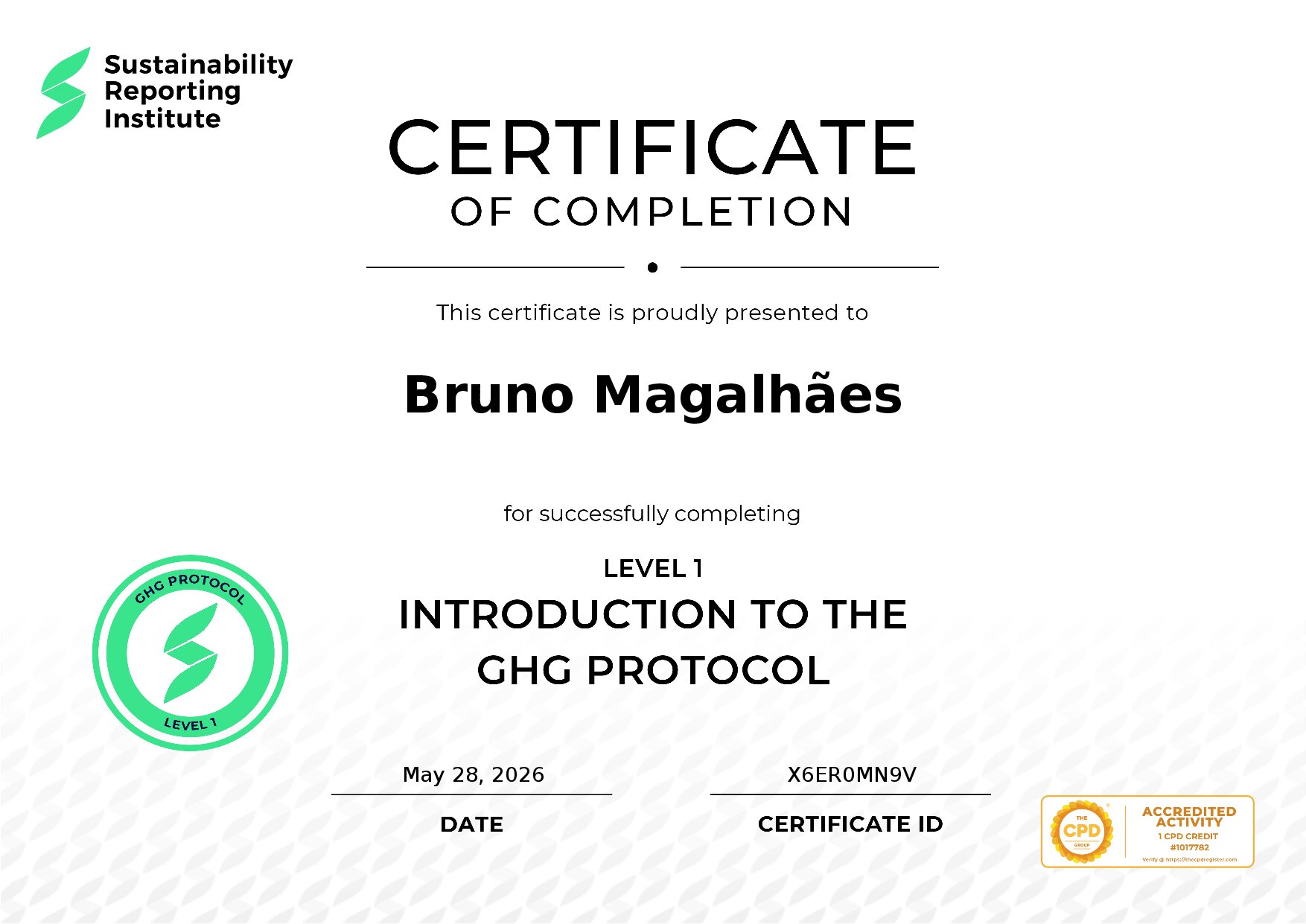 Certificate for Bruno Magalhães