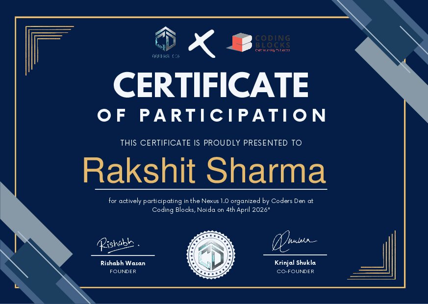 Certificate for Rakshit Sharma